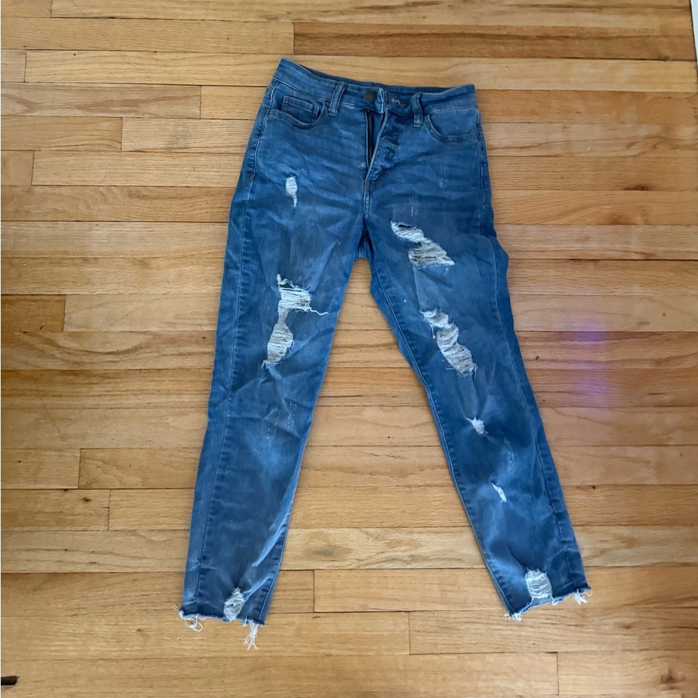 SO Women's Distressed Blue Skinny Jeans
